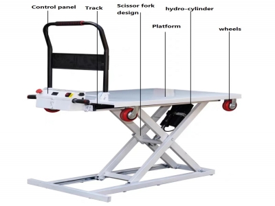 Portable Loading Cart Scissor Hoist Electric Lifting Platform Trolly for Carry Cargo